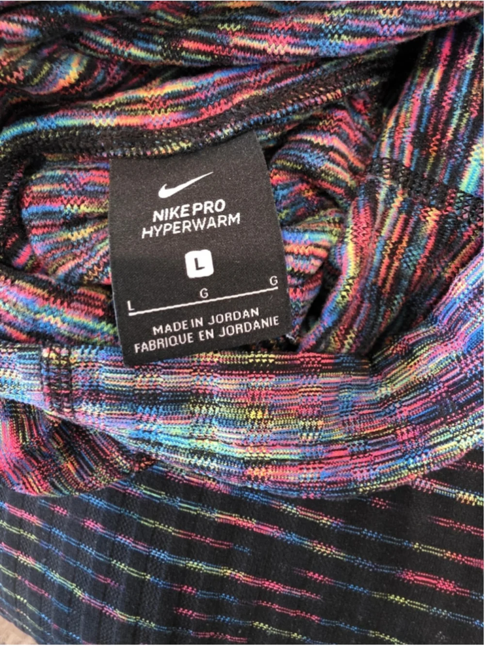 Nike Pro Hyperwarm Cowl Neck Pullover Top Sz L Multicolor Thermal Outdoors Layer